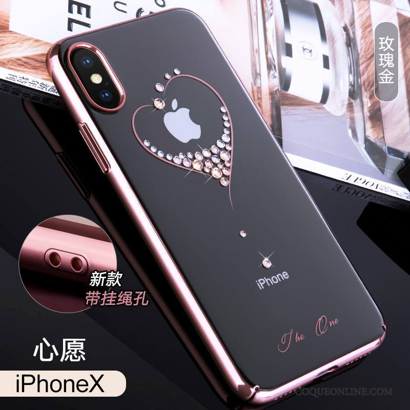 iPhone X Incassable Nouveau Coque De Téléphone Noir Strass Étui Luxe