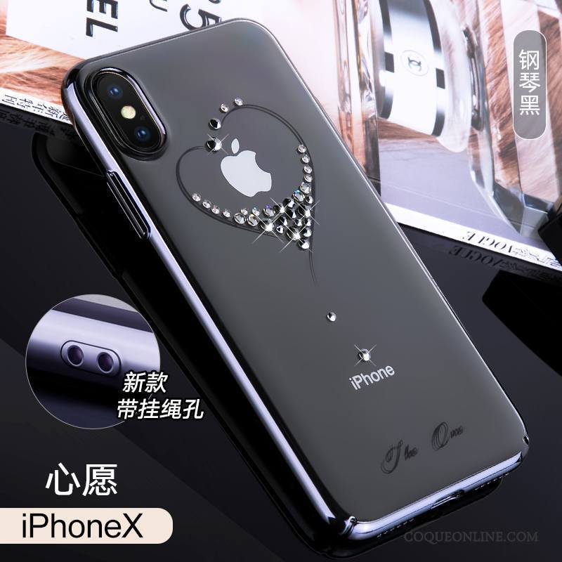 iPhone X Incassable Nouveau Coque De Téléphone Noir Strass Étui Luxe