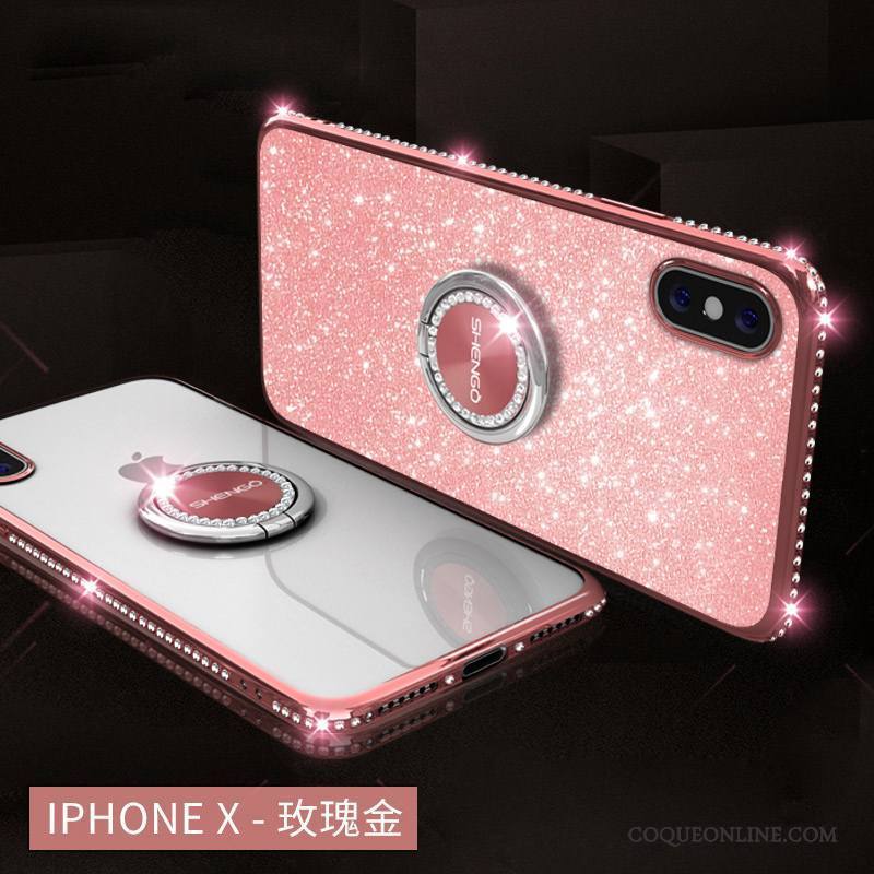 iPhone X Incassable Silicone Coque De Téléphone Ornements Suspendus Étui Strass Nouveau