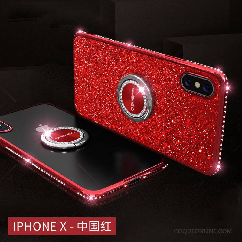 iPhone X Incassable Silicone Coque De Téléphone Ornements Suspendus Étui Strass Nouveau