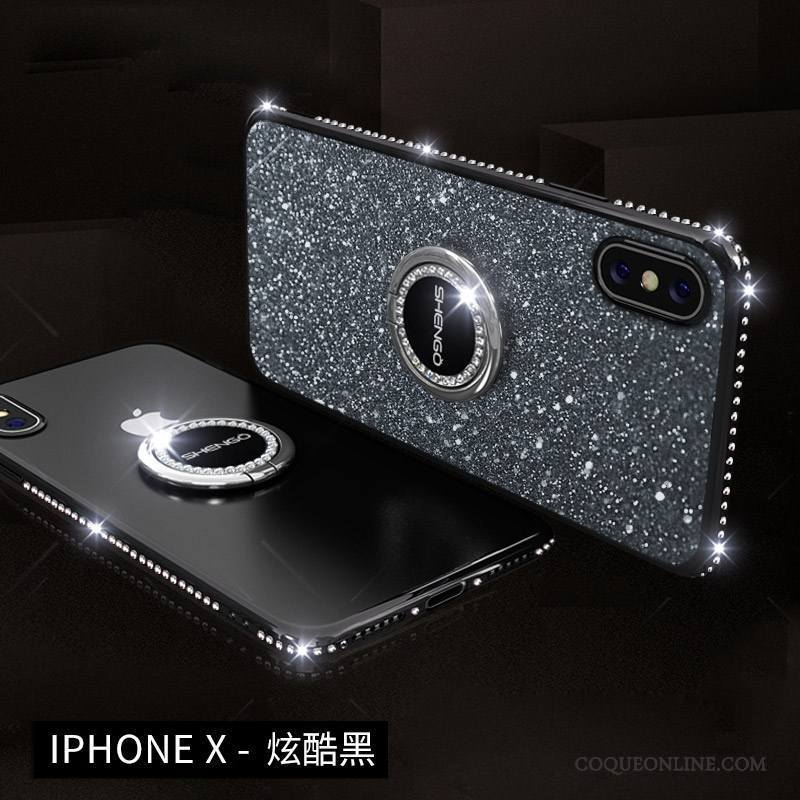 iPhone X Incassable Silicone Coque De Téléphone Ornements Suspendus Étui Strass Nouveau