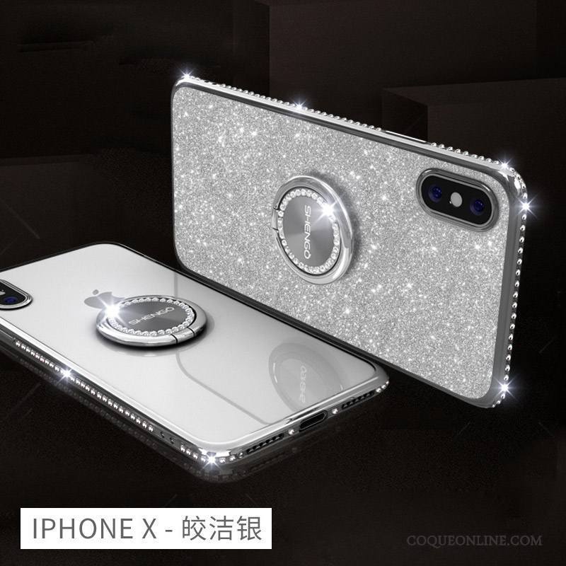 iPhone X Incassable Silicone Coque De Téléphone Ornements Suspendus Étui Strass Nouveau