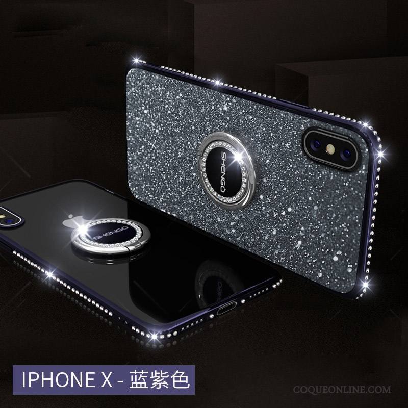 iPhone X Incassable Silicone Coque De Téléphone Ornements Suspendus Étui Strass Nouveau