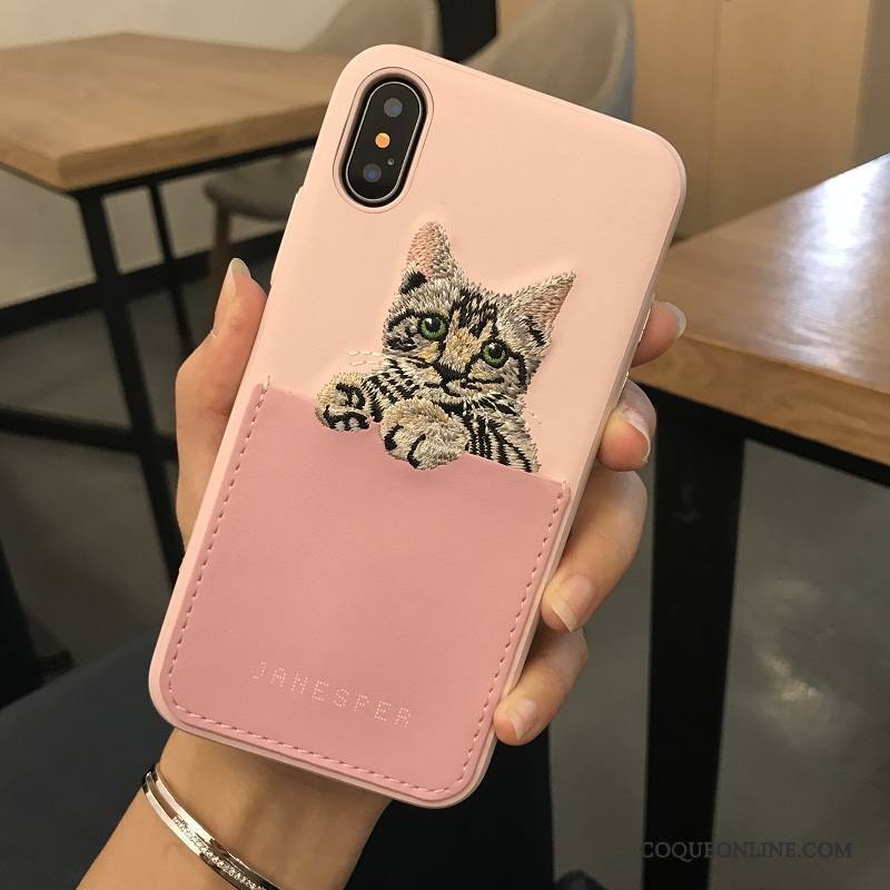 iPhone X Jaune Silicone Broderie Coque De Téléphone Étui Qualité Vert