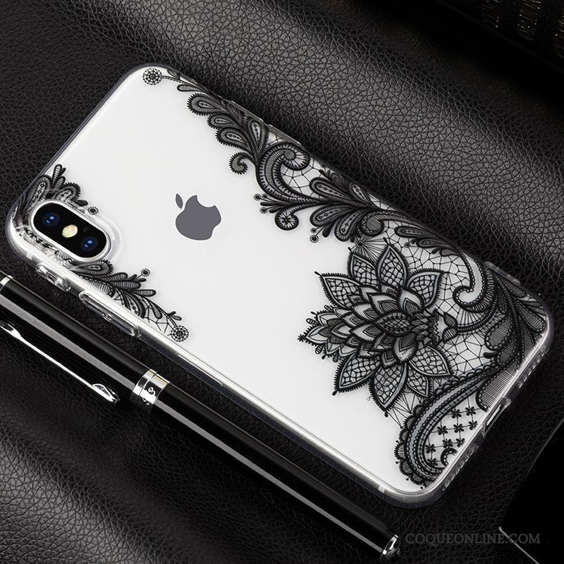 iPhone X Luxe Fluide Doux Noir Coque De Téléphone Tout Compris Ornements Suspendus Transparent