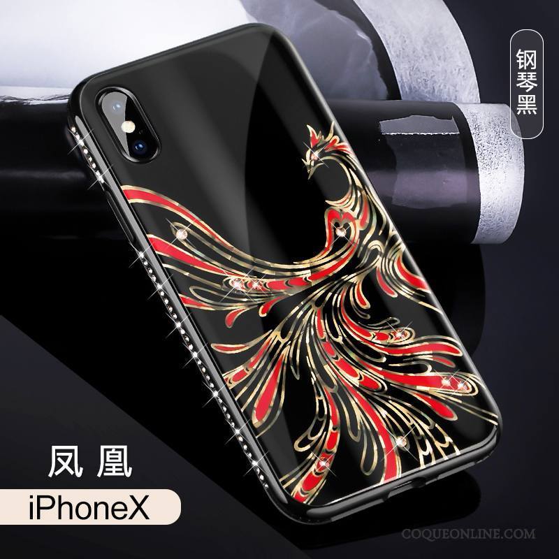 iPhone X Marque De Tendance Nouveau Incassable Coque De Téléphone Strass Noir Tout Compris