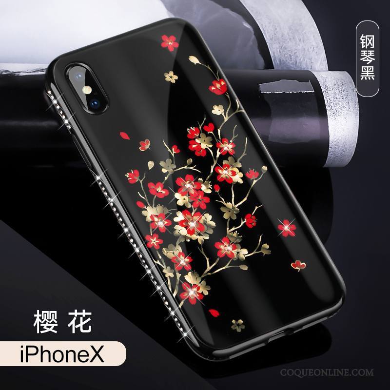 iPhone X Marque De Tendance Nouveau Incassable Coque De Téléphone Strass Noir Tout Compris