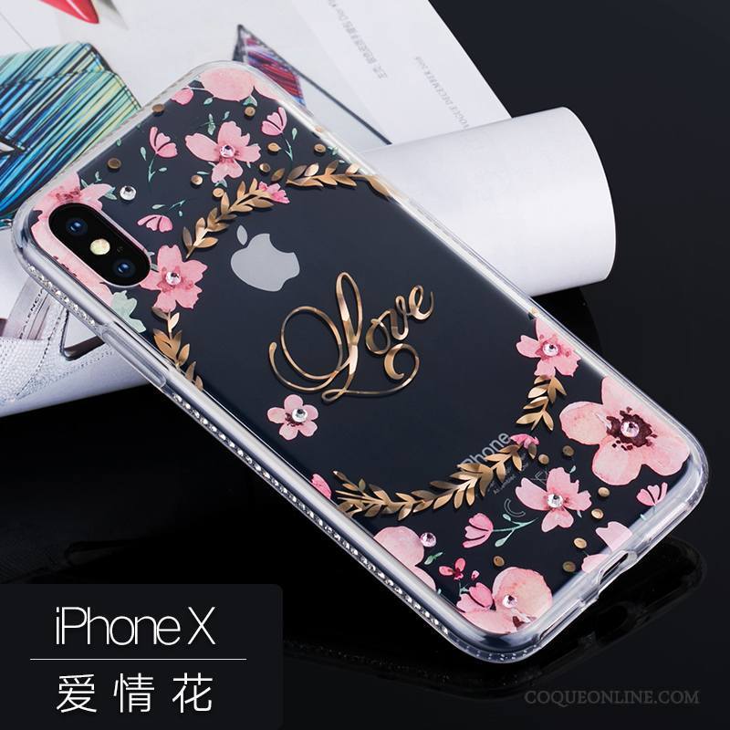 iPhone X Marque De Tendance Strass Silicone Coque De Téléphone Luxe Nouveau Incassable