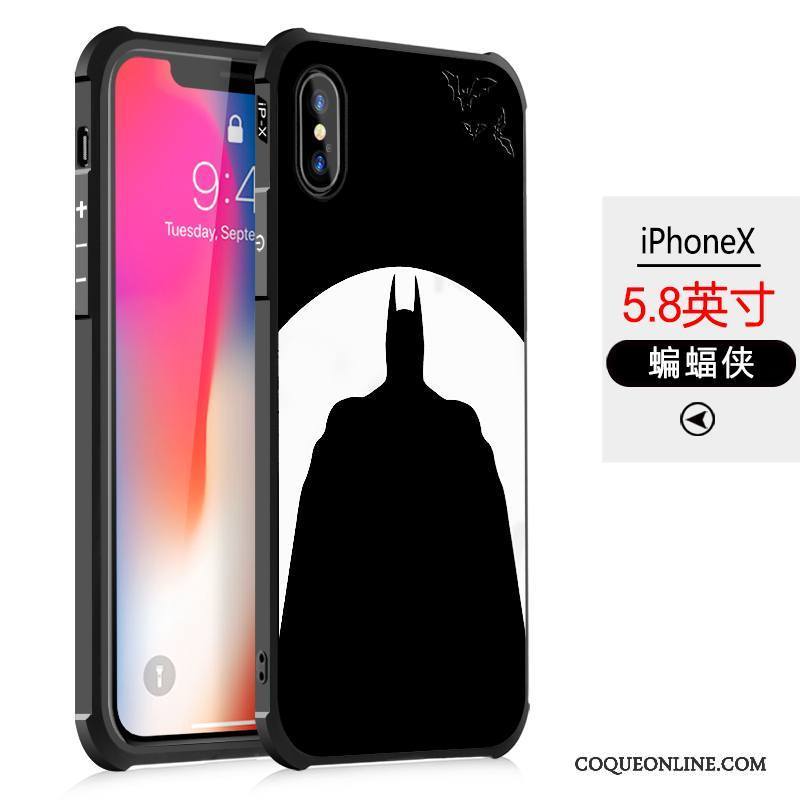 iPhone X Noir Étui Silicone Peinture Fluide Doux Incassable Coque