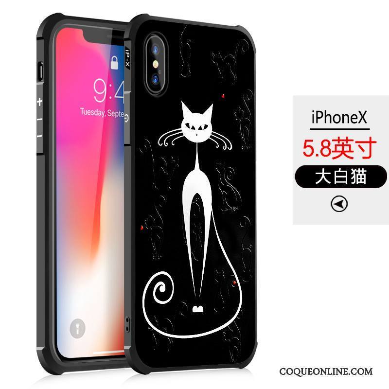 iPhone X Noir Étui Silicone Peinture Fluide Doux Incassable Coque