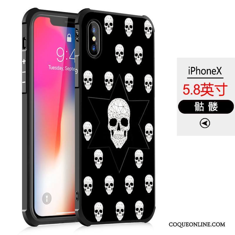 iPhone X Noir Étui Silicone Peinture Fluide Doux Incassable Coque