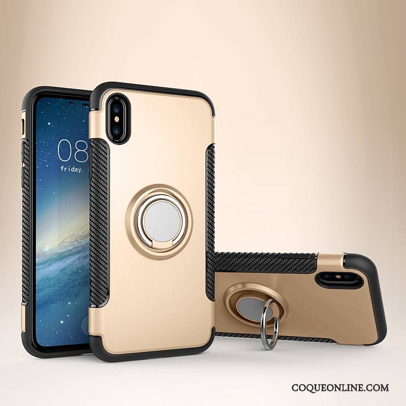 iPhone X Or Rose Magnétisme Anneau Étui Support Coque De Téléphone Incassable