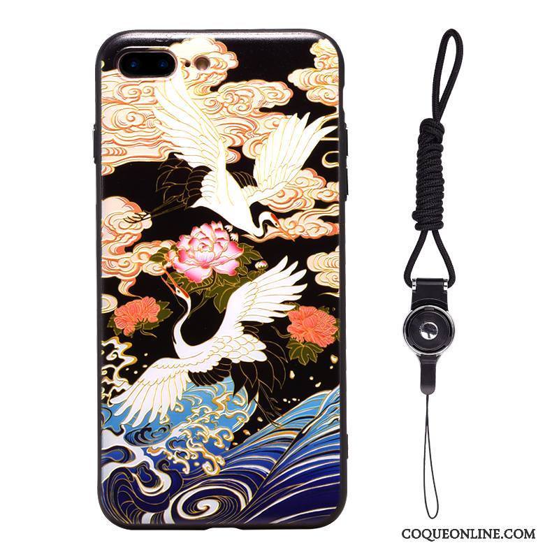 iPhone X Ornements Suspendus Grue Japonais Sakura Vintage Coque De Téléphone Gaufrage