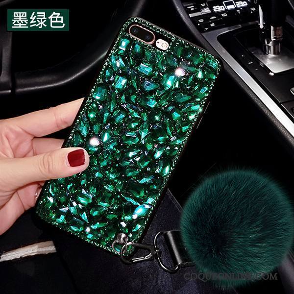 iPhone X Ornements Suspendus Pompon Vert Coque De Téléphone Luxe Étui Incassable