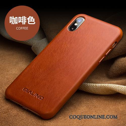 iPhone X Protection Business Simple Étui Cuir Véritable Étui En Cuir Coque De Téléphone