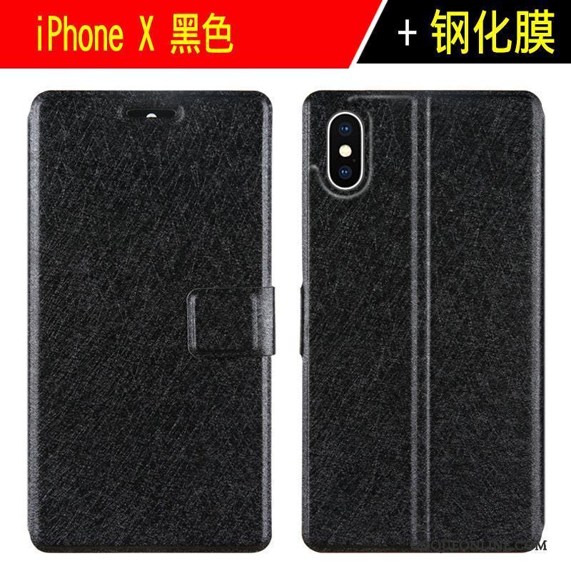 iPhone X Protection Incassable Étui En Cuir Tout Compris Membrane Clamshell Coque De Téléphone