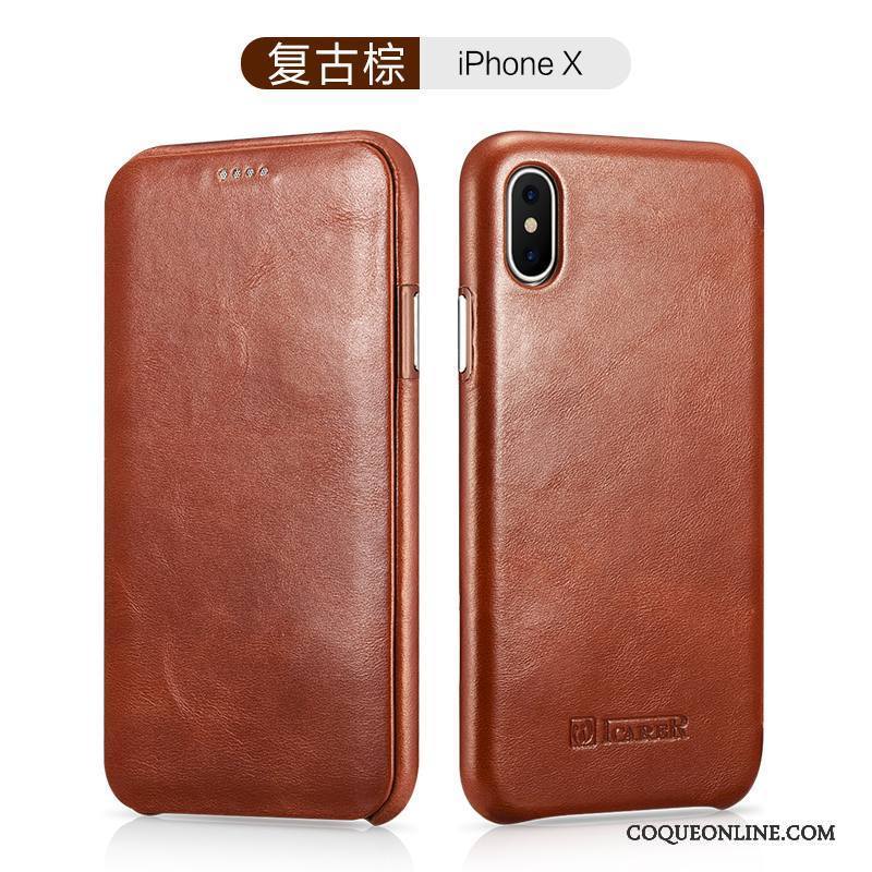 iPhone X Protection Étui En Cuir Tendance Cuir Véritable Coque De Téléphone Housse