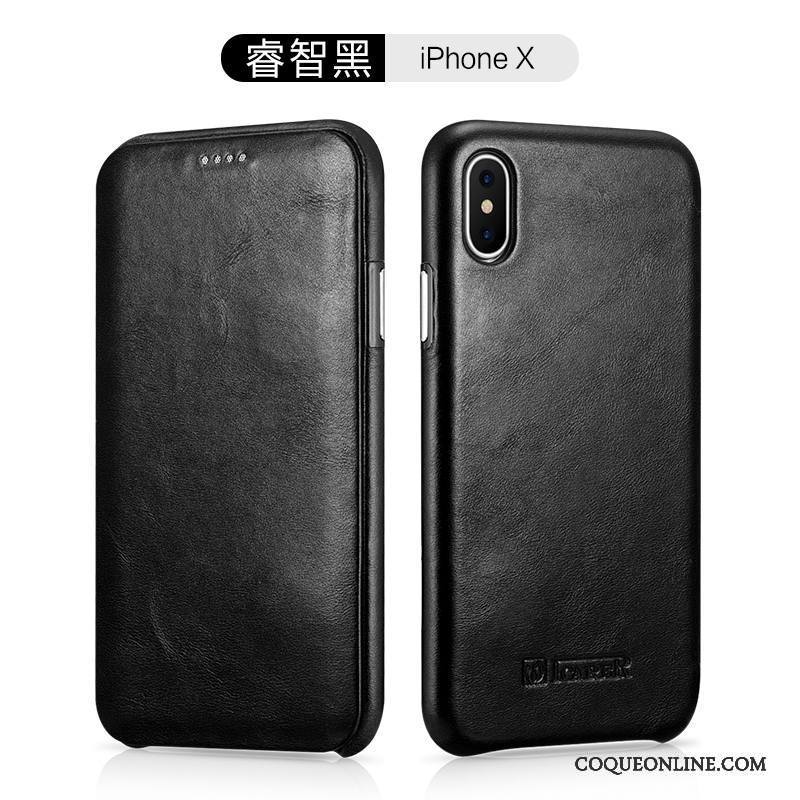 iPhone X Protection Étui En Cuir Tendance Cuir Véritable Coque De Téléphone Housse