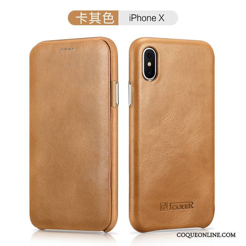 iPhone X Protection Étui En Cuir Tendance Cuir Véritable Coque De Téléphone Housse