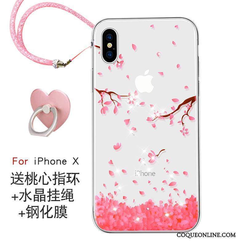 iPhone X Rose Nouveau Marque De Tendance Ornements Suspendus Coque De Téléphone