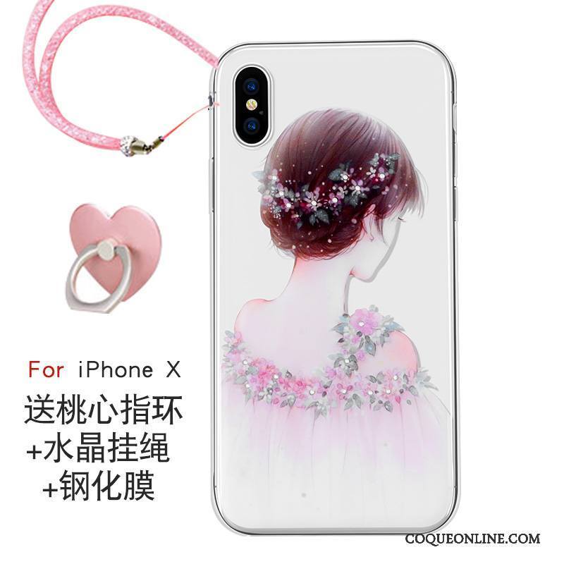 iPhone X Rose Nouveau Marque De Tendance Ornements Suspendus Coque De Téléphone