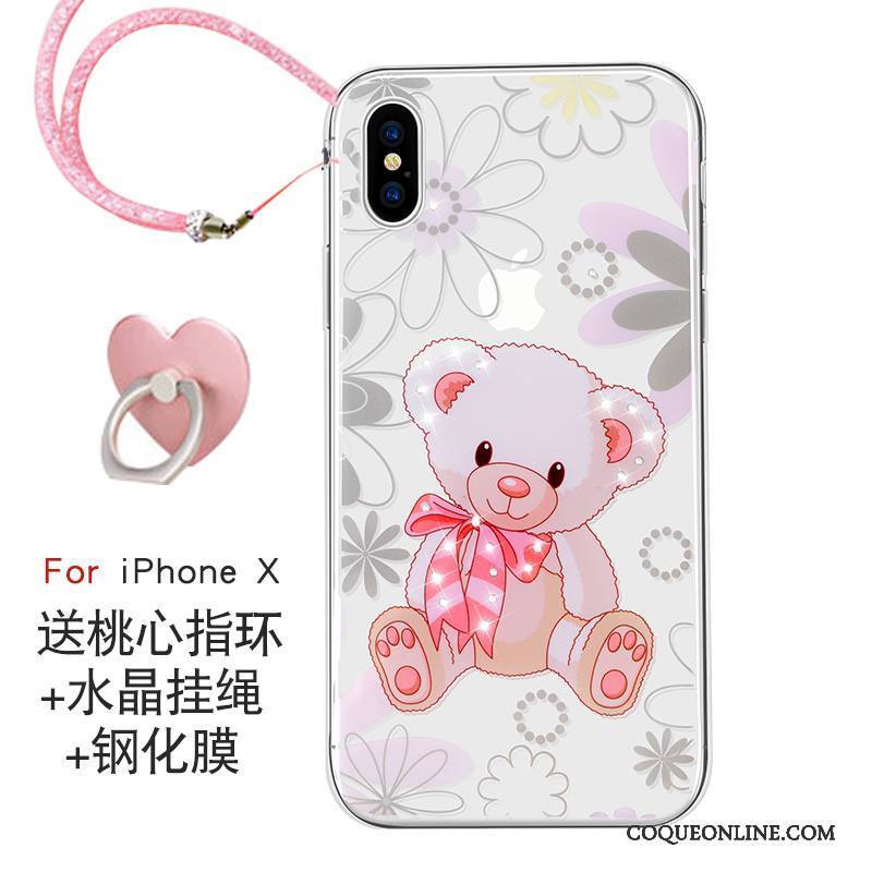 iPhone X Rose Nouveau Marque De Tendance Ornements Suspendus Coque De Téléphone