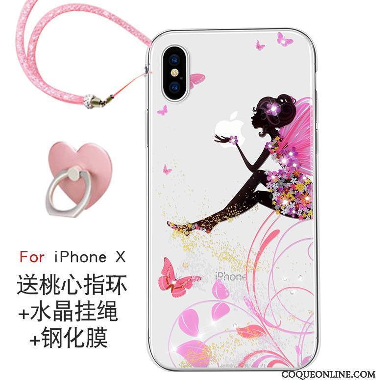 iPhone X Rose Nouveau Marque De Tendance Ornements Suspendus Coque De Téléphone