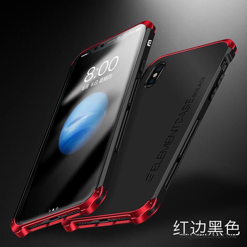 iPhone X Silicone Coque De Téléphone Marque De Tendance Ornements Suspendus Rouge Métal