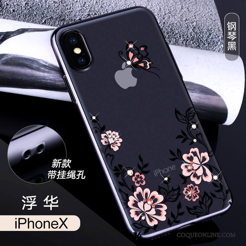 iPhone X Strass Coque De Téléphone Rose Tout Compris Transparent Marque De Tendance Luxe