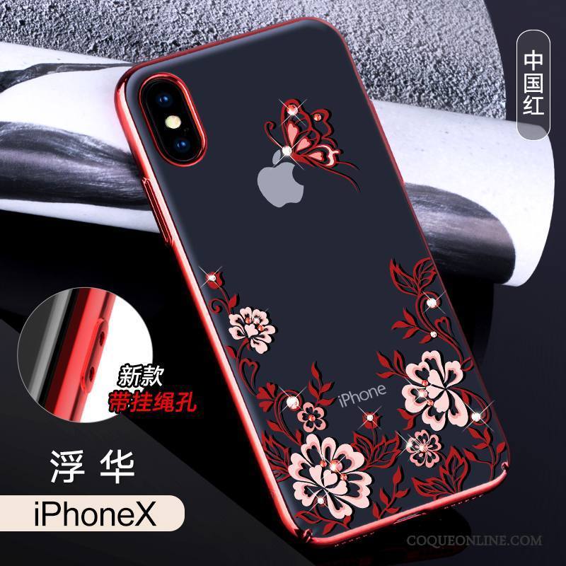 iPhone X Strass Coque De Téléphone Rose Tout Compris Transparent Marque De Tendance Luxe