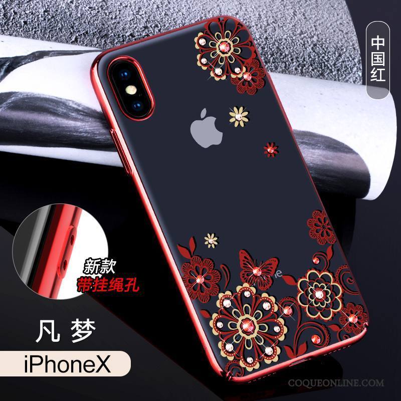 iPhone X Strass Coque De Téléphone Rose Tout Compris Transparent Marque De Tendance Luxe