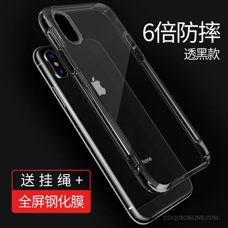 iPhone X Transparent Étui Marque De Tendance Silicone Fluide Doux Rouge Coque