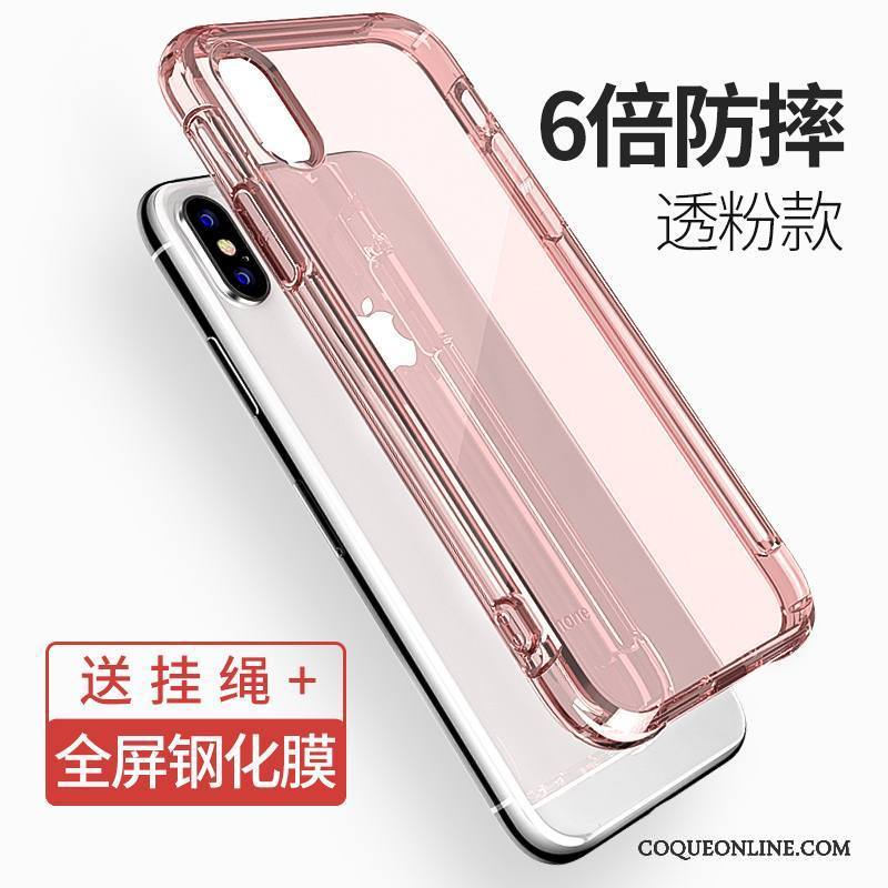 iPhone X Transparent Étui Marque De Tendance Silicone Fluide Doux Rouge Coque