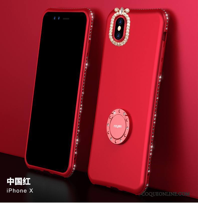 iPhone X Très Mince Silicone Strass Incassable Coque De Téléphone Tout Compris Étui