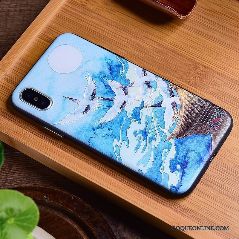 iPhone X Vent Multicolore Tendance Grue Coque De Téléphone Silicone Gaufrage