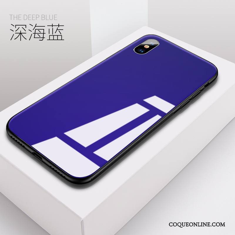 iPhone X Verre Ornements Suspendus Bleu Coque De Téléphone Incassable Silicone Très Mince