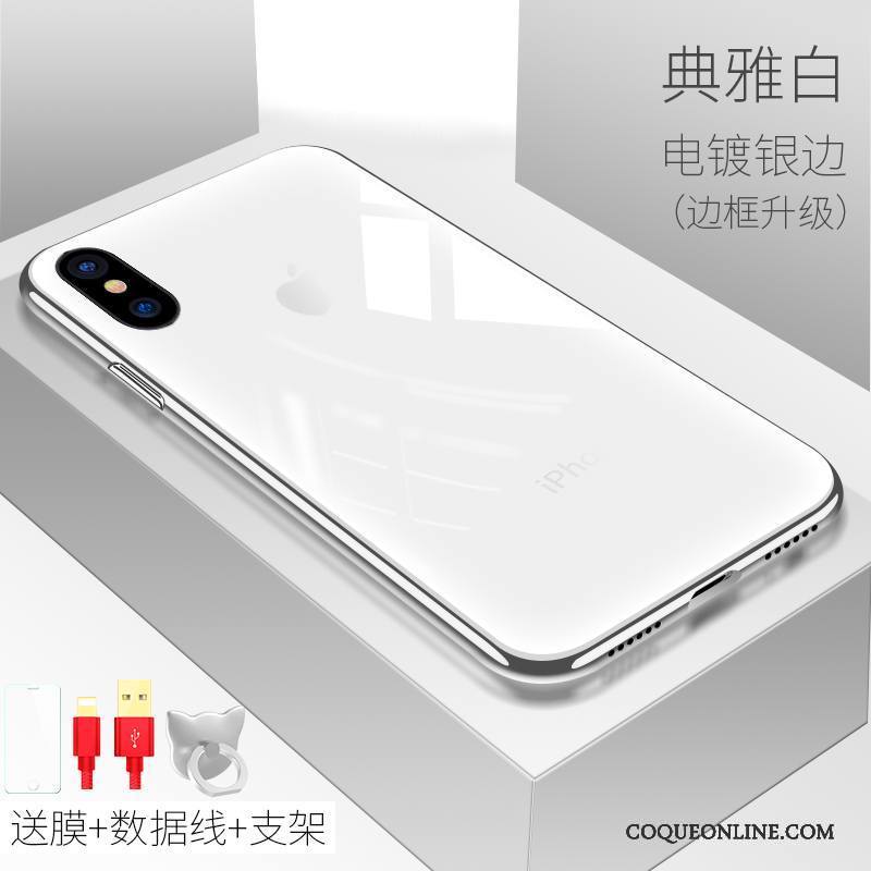 iPhone X Verre Tout Compris Silicone Blanc Incassable Coque De Téléphone Tendance