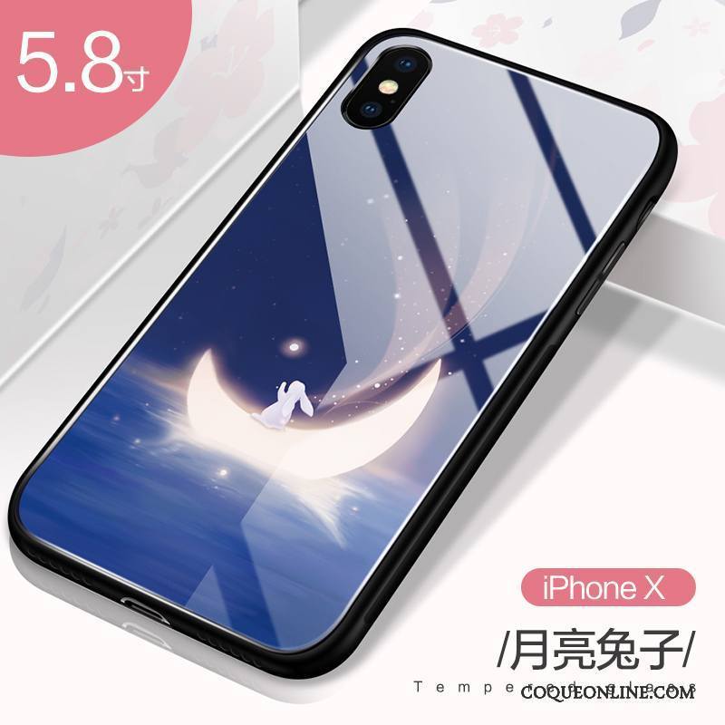 iPhone X Verre Étui Tout Compris Noir Protection Tendance Coque