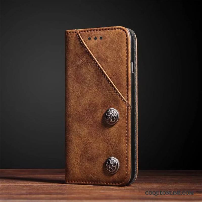 iPhone X Étui En Cuir Housse Texture Bleu Coque De Téléphone Vintage Protection