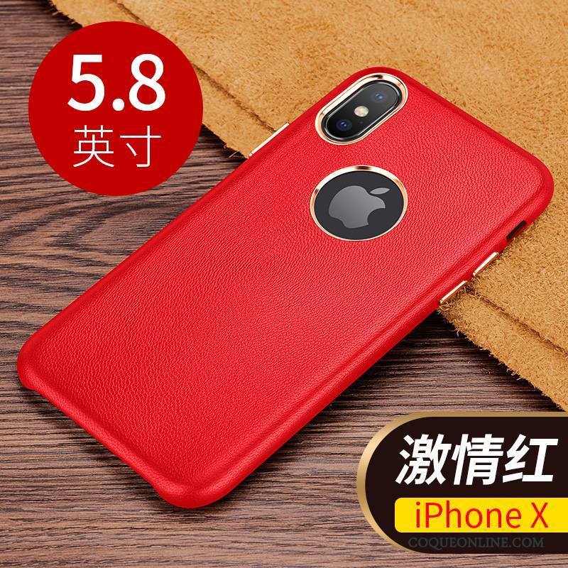 iPhone X Étui En Cuir Nouveau Luxe Cuir Véritable Protection Coque De Téléphone Incassable