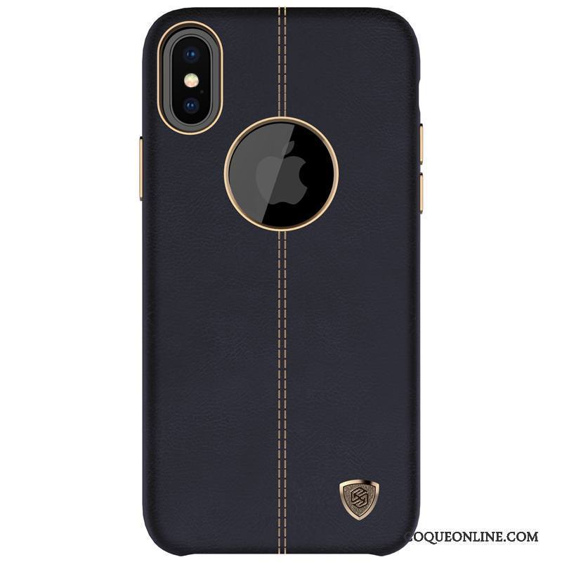 iPhone X Étui En Cuir Personnalité Incassable Coque De Téléphone Créatif Bleu