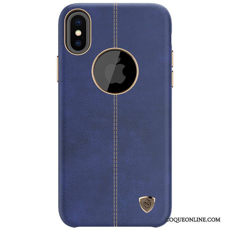 iPhone X Étui En Cuir Personnalité Incassable Coque De Téléphone Créatif Bleu