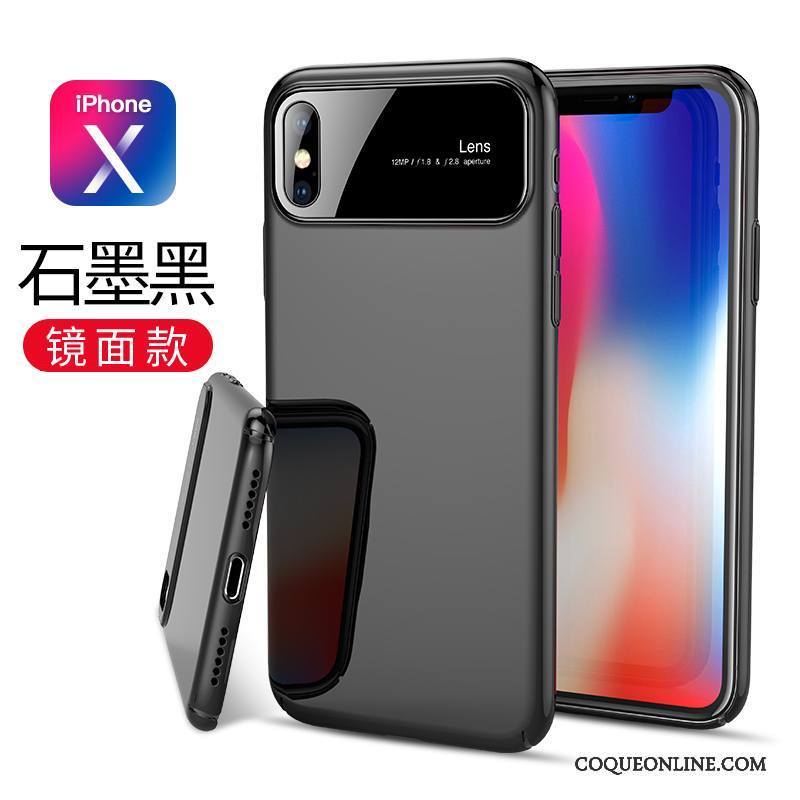 iPhone X Étui Incassable Miroir Coque De Téléphone Verre Nouveau Noir