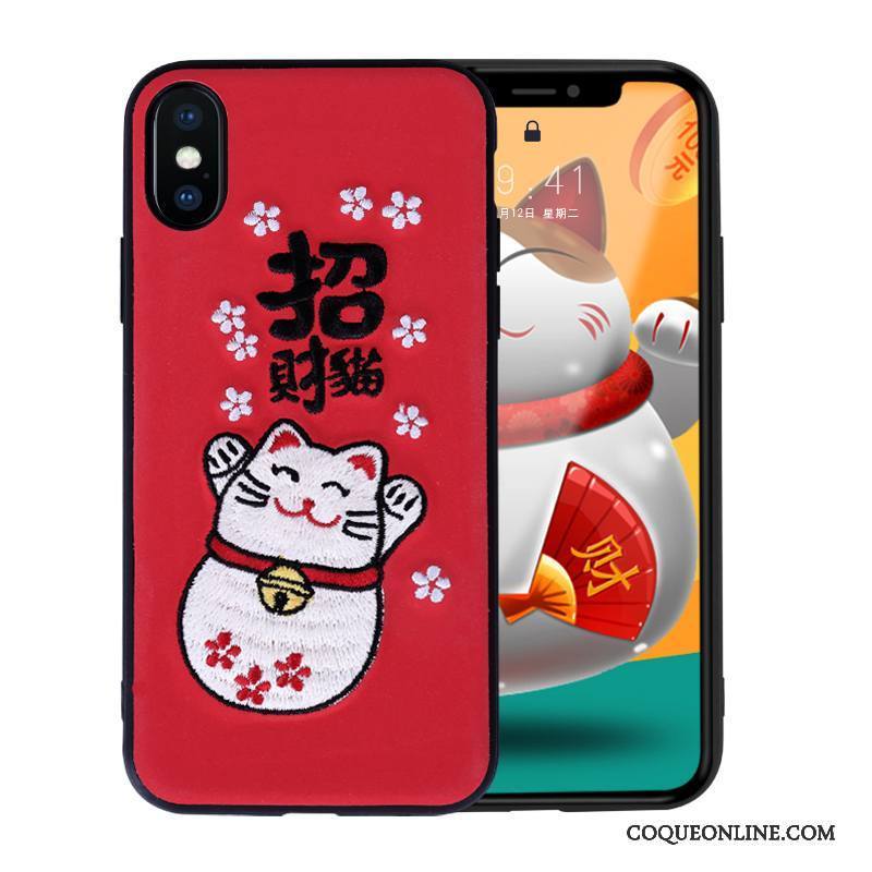 iPhone X Étui Incassable Rouge Coque De Téléphone Marque De Tendance Tout Compris Très Mince