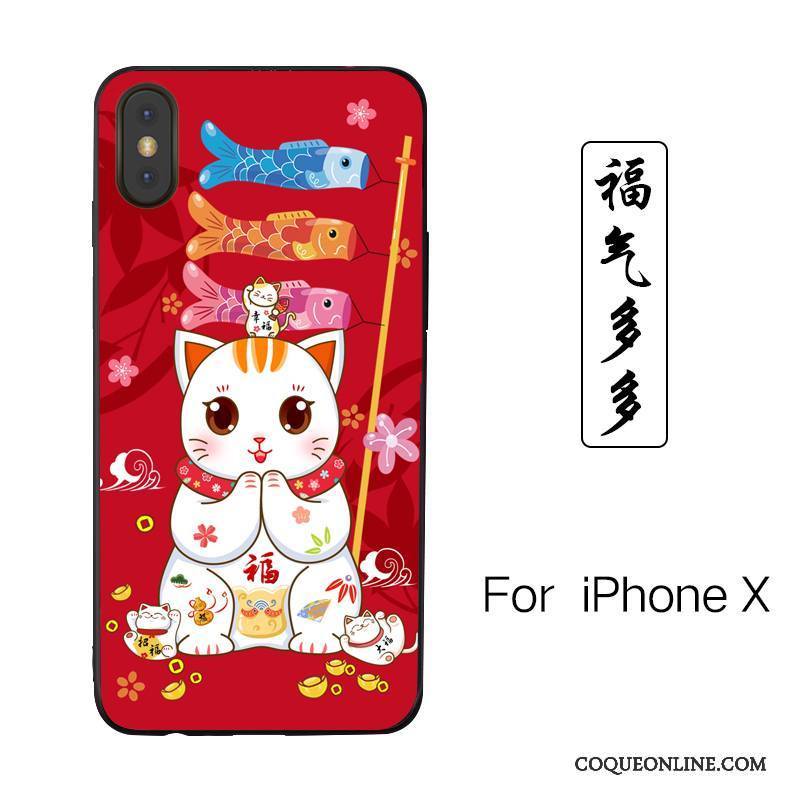 iPhone X Étui Richesse Peinture Dessin Animé Chat Nouveau Coque De Téléphone