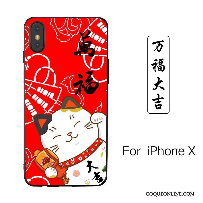 iPhone X Étui Richesse Peinture Dessin Animé Chat Nouveau Coque De Téléphone