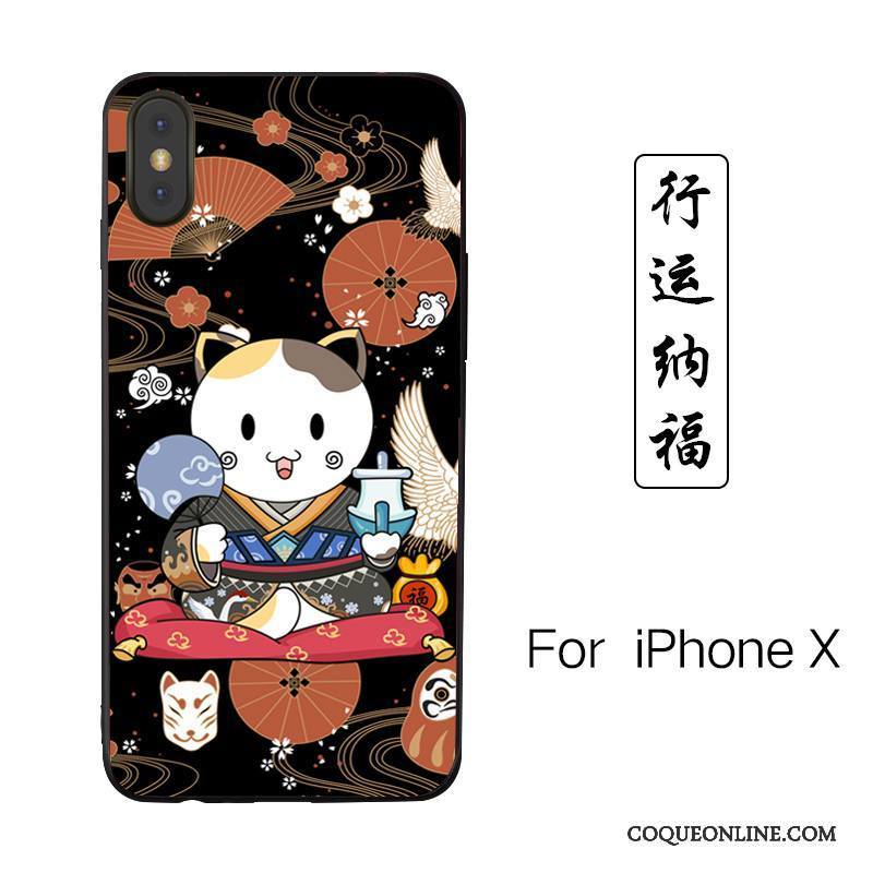 iPhone X Étui Richesse Peinture Dessin Animé Chat Nouveau Coque De Téléphone