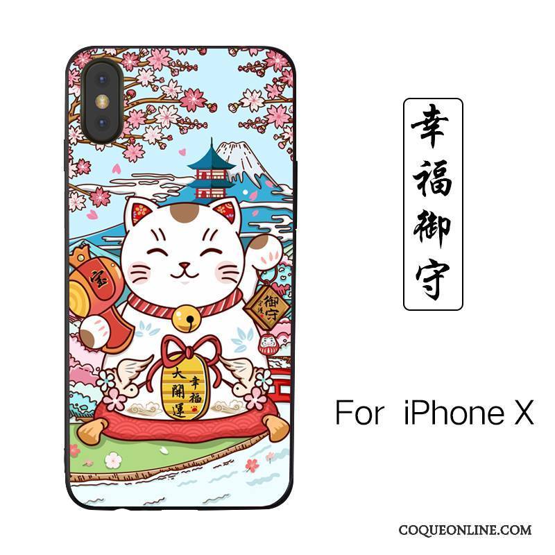 iPhone X Étui Richesse Peinture Dessin Animé Chat Nouveau Coque De Téléphone