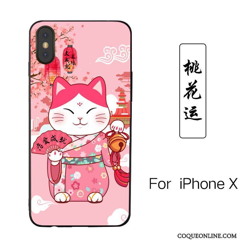 iPhone X Étui Richesse Peinture Dessin Animé Chat Nouveau Coque De Téléphone