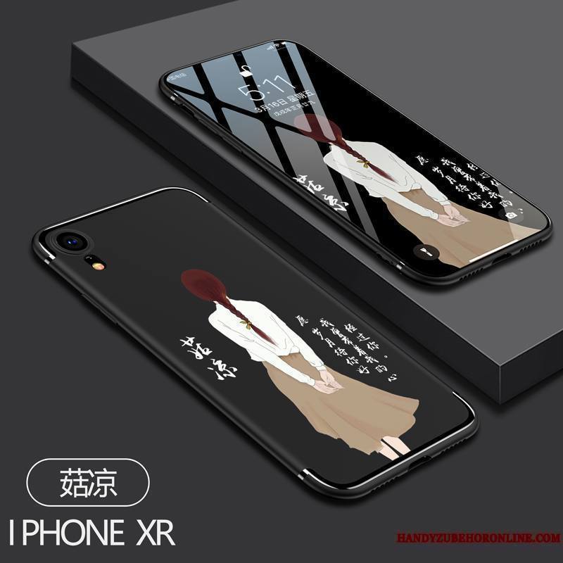 iPhone Xr Coque Tout Compris Créatif Délavé En Daim Dessin Animé Protection Étui Fluide Doux